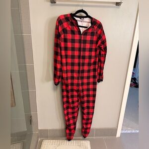 Women’s Red and Black Plaid Onesie